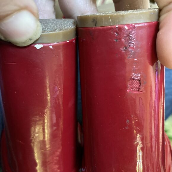 G by Guess Shantel3 Red Faux Leather Sz 7.5 Ankle Strap Block Heel Sandals Read - Picture 8 of 16